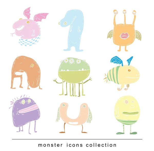 Set von Cartoon-Monstern. Vektorillustration — Stockvektor