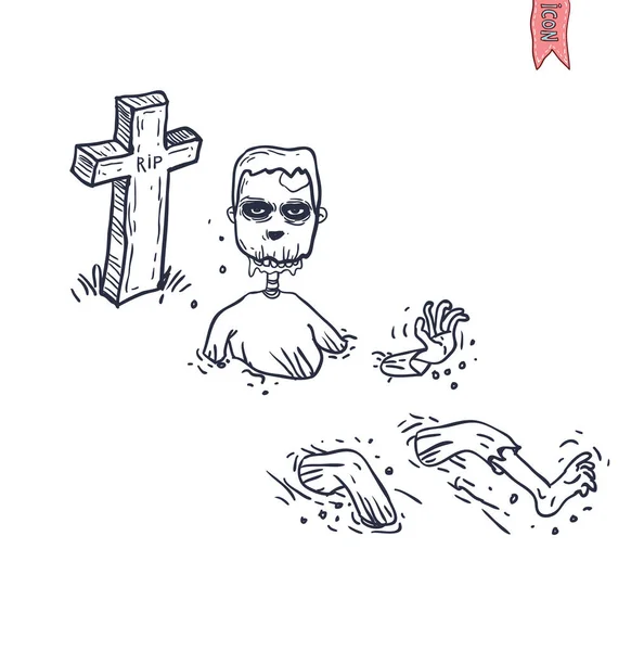 Zestaw postaci z kreskówek zombie, ilustracja wektor. — Wektor stockowy