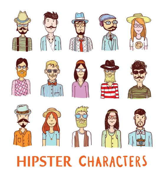 Hipster doodle set, met de hand getekende illustratie. — Stockvector