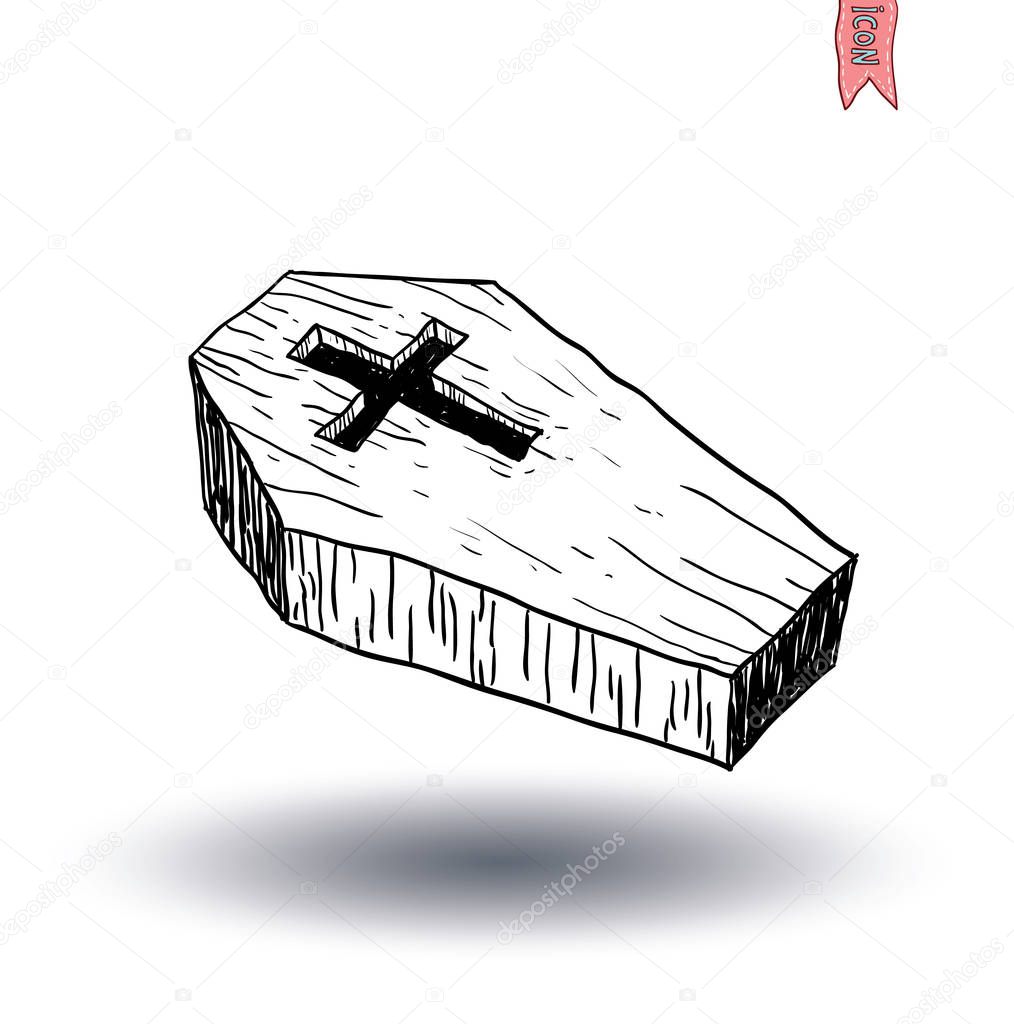  Wooden coffin. vector illustration.