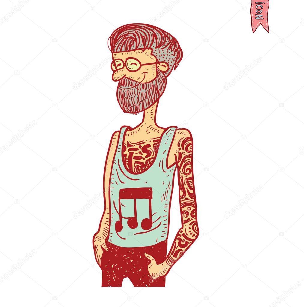 Hipster style, hand drawn illustration.