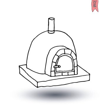 şömine doodle seti, vektör illüstrasyon