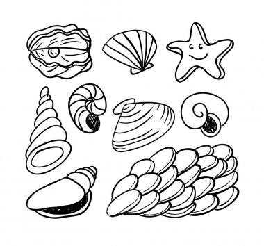 deniz hayatı karikatür doodle, vektör illüstrasyon. 