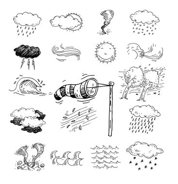 Hava durumu ikonları. Vektör illüstrasyonu.