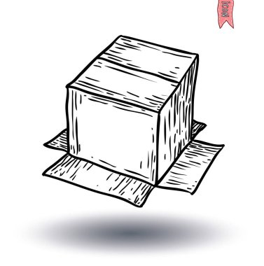  boxes collection, doodles set. vector illustration.