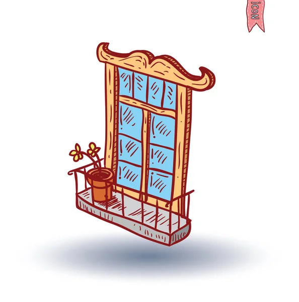 Window set doodle. Vector illustration. — 스톡 벡터