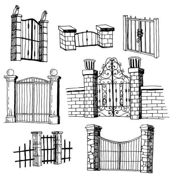 Ensemble de vieille icône de porte, vecteur d'illustration . — Image vectorielle