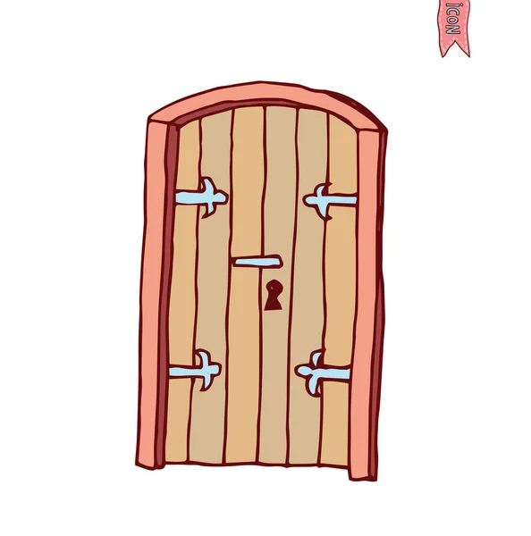Set van oude deur icoon, illustratie vector. — Stockvector