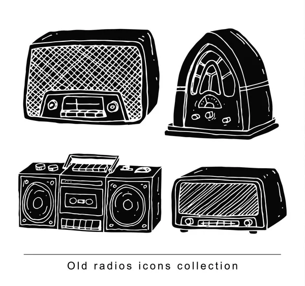 Colección doodle radio, ilustración dibujada a mano . — Vector de stock