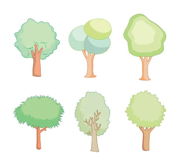 Trees set, vector illustration. — Stock Vector