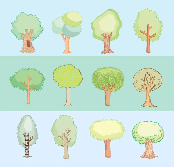 Set d'arbres, illustration vectorielle . — Image vectorielle