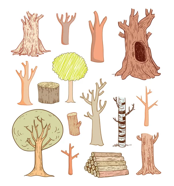 Набор деревьев, векторная иллюстрация . — стоковый вектор