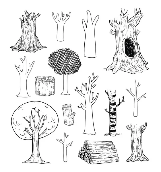 Trees set, vector illustration. — Stock Vector