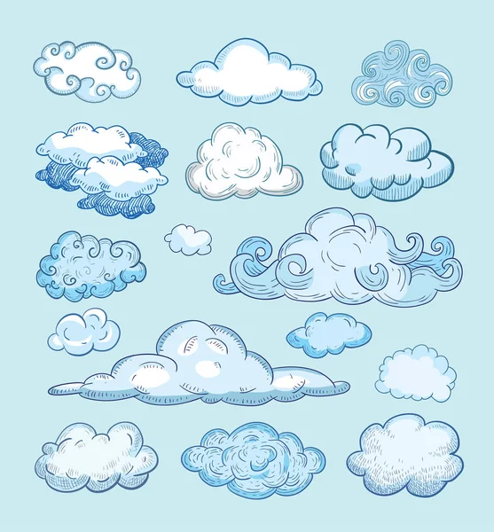 Doodle Collection of Hand Drawn Vector Clouds — Stock Vector