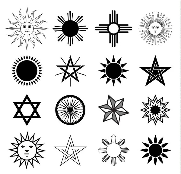 Set of sun icons isolated on white background. Vector illustrati — Stock Vector