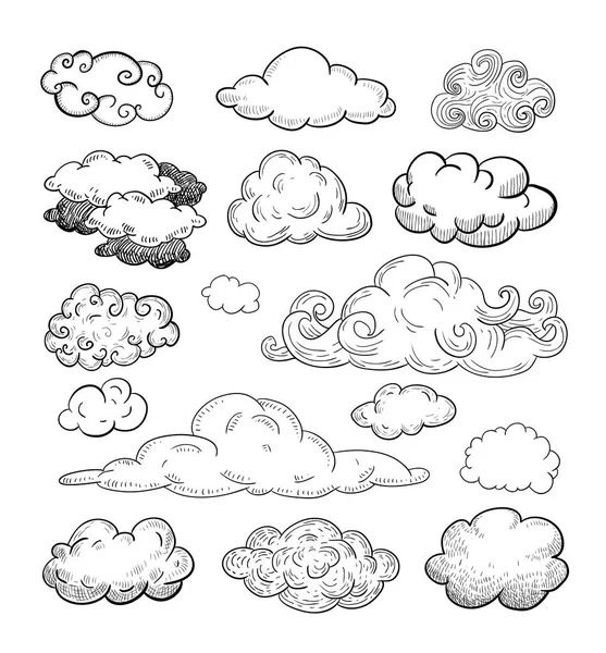 Doodle Collection of Hand Drawn Vector Clouds — Stock Vector