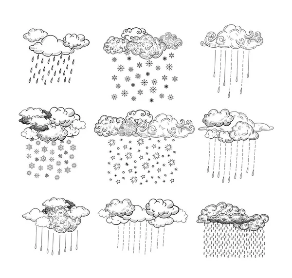 Ícones meteorológicos. Ilustração vetorial. — Vetor de Stock