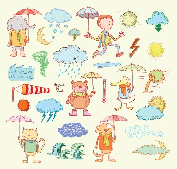 Wettersymbole. Vektorillustration. — Stockvektor