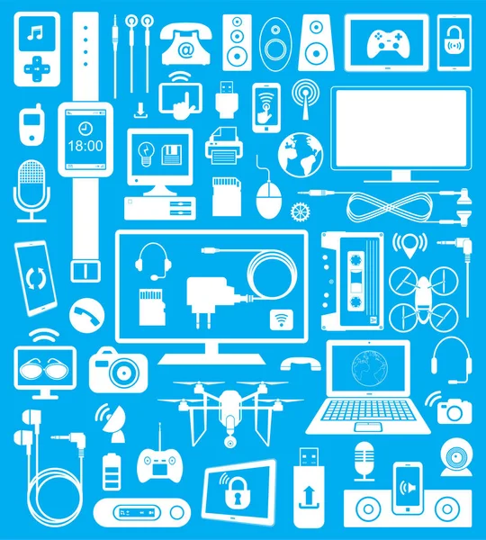 Conjunto de iconos de dispositivos y comunicación . — Vector de stock