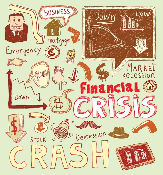 Crisis financiera garabato, ilustración dibujada a mano . — Archivo Imágenes Vectoriales