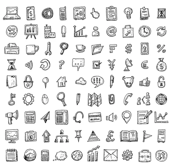 Money and Businessman icons set, hand drawn. — Stock Vector