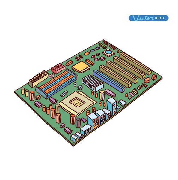 Computer Hardware Icons. PC Components. — Stock Vector