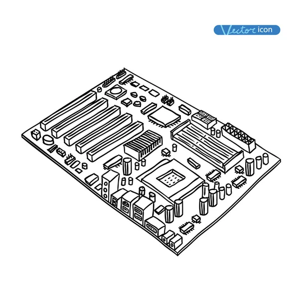 Computer Hardware Icons. PC Components. — Stock Vector