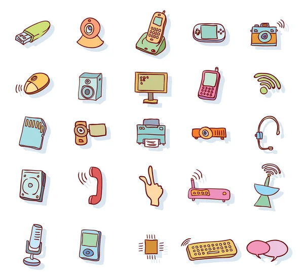 Conjunto de iconos de dispositivos y comunicación . — Vector de stock