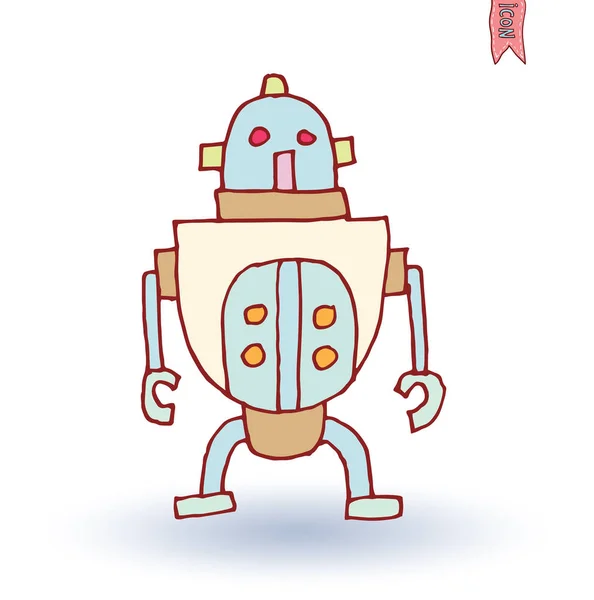 Robot tecknad Doodle, vektor illustration. — Stock vektor