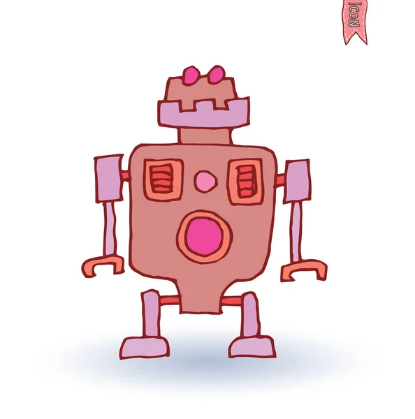 Robot Cartoon Doodle, ilustracja wektorowa. — Wektor stockowy