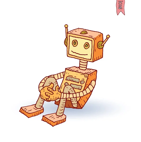 Robot karikatür doodle, vektör illüstrasyon.