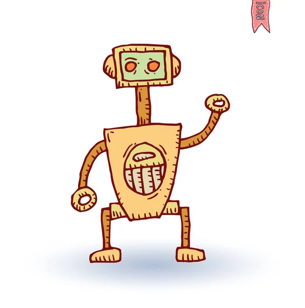 Robot tecknad Doodle, vektor illustration. — Stock vektor