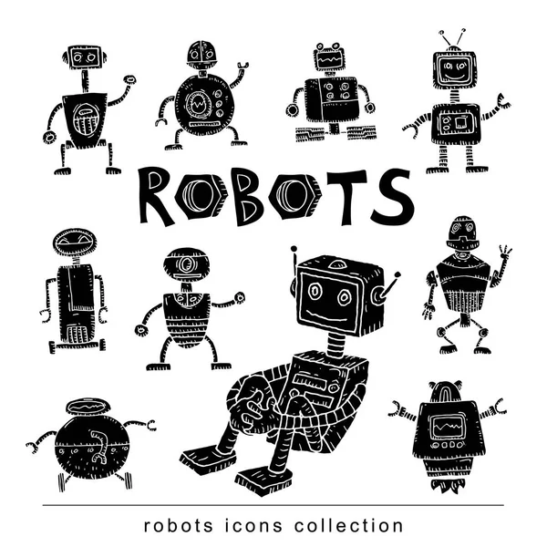 Robot tecknad Doodle, vektor illustration. — Stock vektor