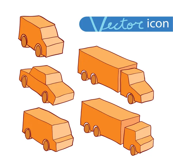 Iconos Coches Set Vector Ilustración — Vector de stock