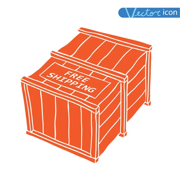 Free Shipping Box Vector Illustration — Stock Vector