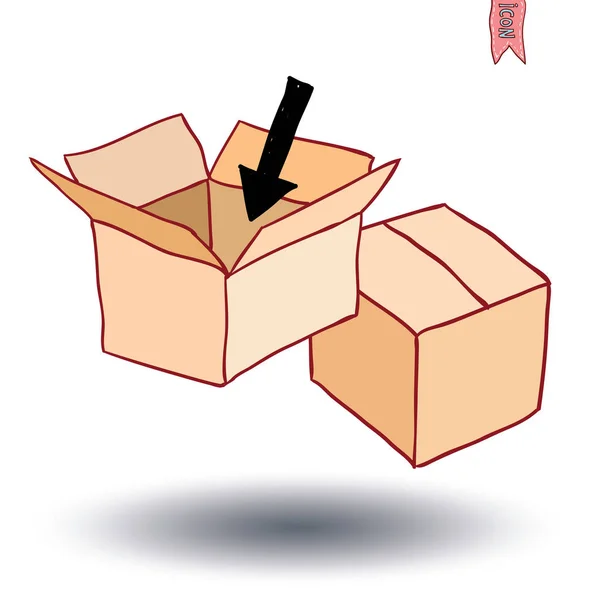 Boxes Collection Doodles Set Vector Illustration — Stok Vektör