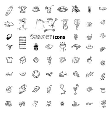 doodle Yaz simgesi, vektör illüstrasyon.