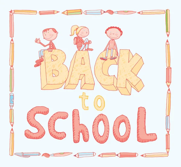 Back to School doodles elements, set of labels and icons. Vector — Stock Vector
