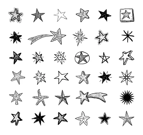Yıldız Doodles, el çizilmiş vektör illüstrasyon. — Stok Vektör