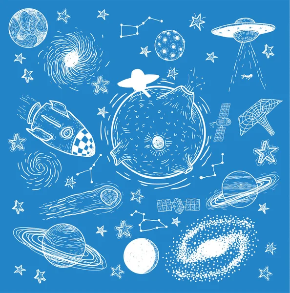 Conjunto de planetas ícone, desenho à mão ilustração vetorial . —  Vetores de Stock