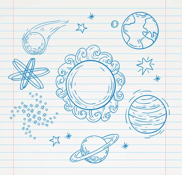 Sada ikon Planet, kreslené vektorové ilustrace. — Stockový vektor
