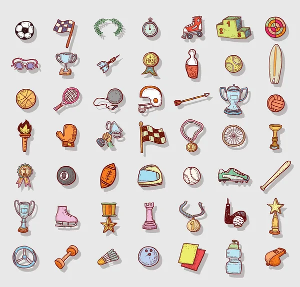 Sport-Icon-Set, handgezeichnete Vektorillustration — Stockvektor