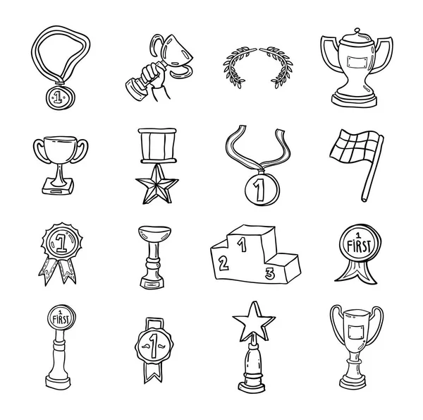 Sport icon set, hand getekende vector illustratie — Stockvector