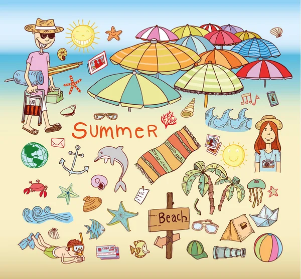 Doodle icône d'été, illustration vectorielle . — Image vectorielle