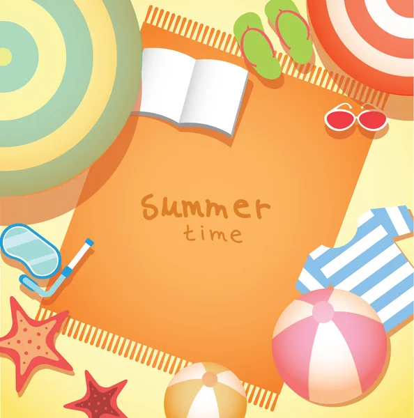 Sommerferien. Poster auf tropischem Strand Hintergrund. — Stockvektor