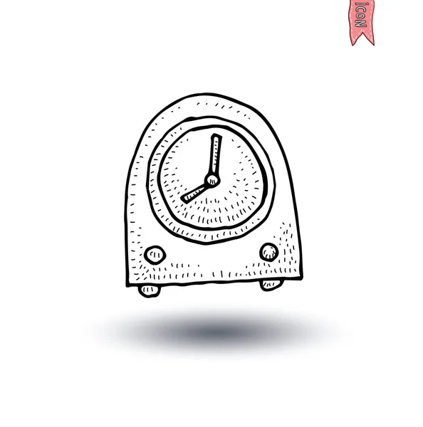 Uhrensymbol, Uhr, handgezeichnete Vektor-Illustration. — Stockvektor