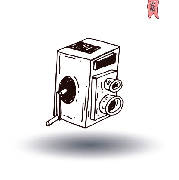 Значок камери, намальована вручну ілюстрація . — стоковий вектор