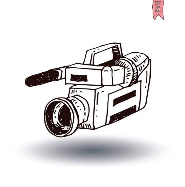 Camerapictogram, hand getekende illustratie. — Stockvector