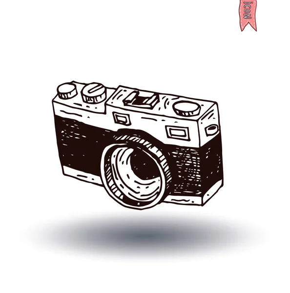 Ikona fotoaparátu, ilustrace nakreslena ručně. — Stockový vektor