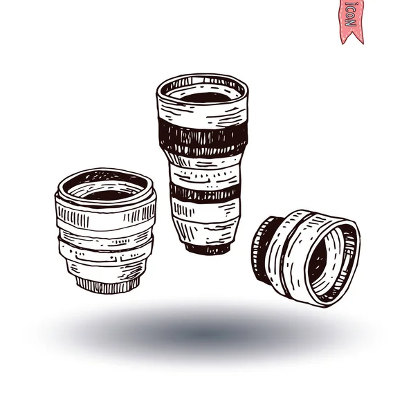 Ikona kamery, ręcznie rysowana ilustracja. — Wektor stockowy